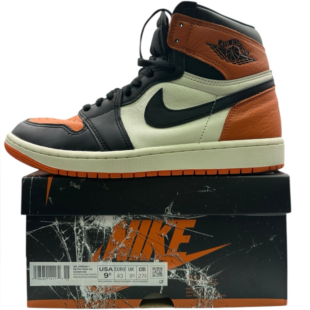 Nike Black and Orange High-Top Sneakers